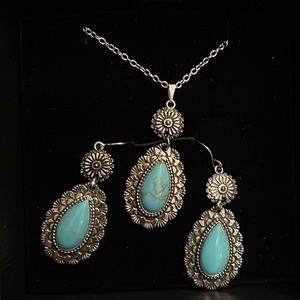 Stauer turquoise necklace and earring set.